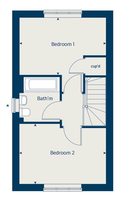 First floor floorplan of The Hawthorn II at Hounsome Fields A2 (BOVIS)